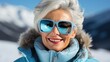 © starush - A woman with sunglasses on in the snow, AI
