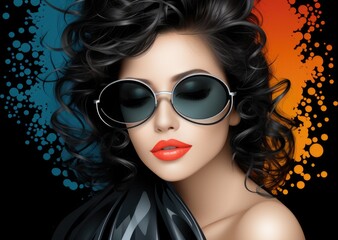 Sticker - A woman with sunglasses and a black dress, AI