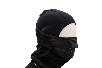 Wall Mural - Ski hat and mask on a mannequin, isolated on white background. Dummy in thermal underwear under winter clothes