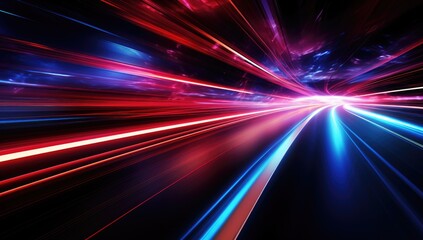 Futuristic speed motion with blue and red rays of light abstract background