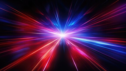 Futuristic speed motion with blue and red rays of light abstract background