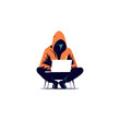 hacker sitting down using a laptop