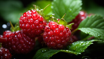 Canvas Print - Juicy berry dessert, fresh from nature organic growth, refreshing summer treat generated by AI