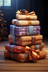 Dazzling Packages: A Pile of Christmas Presents, Each One a Unique Combination of Patterns and Vibrant Colors.