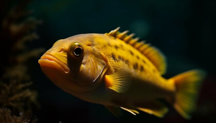 Sticker - Close up of yellow and multi colored fish in tropical reef generated by AI