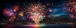 © nomanmiazi - Fireworks Background Colorful Firework Wallpaper Fireworks Illustration Glowing Colorful Fireworks On Dark Sky AI Generative