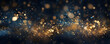 canvas print picture - Hintergrund mit abstrakten Glitter Lichter, Funkeln, Sterne in blau, gold und schwarz als bokeh Banner