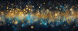 Hintergrund mit abstrakten Glitter Lichter, Funkeln, Sterne in blau, gold und schwarz als bokeh Banner