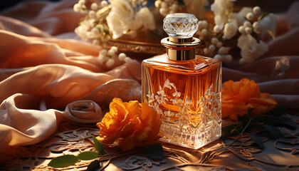 Wall Mural - Nature elegance in a bottle, scenting beauty and freshness generated by AI