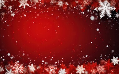 white snowflakes on the red background with free space for your wishes. modern christmas holiday car