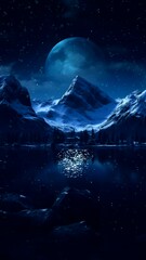 snowy mount with lake on night live wallpaper for phone nature landscape vertical video background 