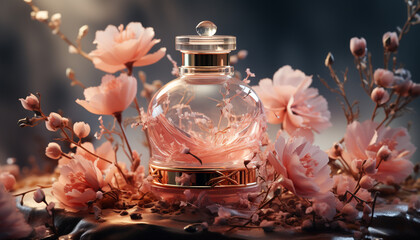 Wall Mural - Nature beauty in a bottle, aromatherapy perfume for relaxation generated by AI