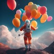 Astronaut with balloons in the sky