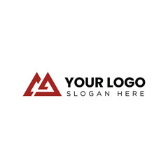 Poster - this is an initial logo of letter M shapes like a mountain that looks sporty bold and modern in deep red color