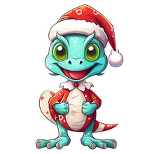 Cute Lizards Gecko Christmas Clipart Illustration
