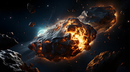 Wall Mural - a meteor isolated in space