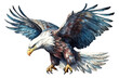 Illustration of an eagle with wide spread wings. PNG