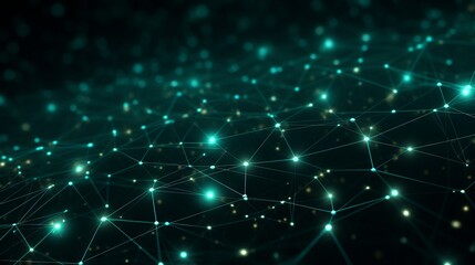 Wall Mural - an abstract green technology background with lines and connections. generative ai.