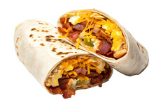 Mouthwatering Loaded Breakfast Burrito With Bacon Generative AI