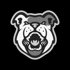 Wall Mural - bulldog portrait roar growling angry mascot character cartoon modern flat sticker logo design vector icon illustration