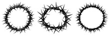 Collection Of Christ Crown In Different Shapes, Crown Of  Thorns Religious Symbols Set, Vector Illustration, Generative Ai.