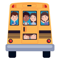 Wall Mural - students bus illustration