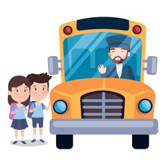 Sticker - students bus and driver