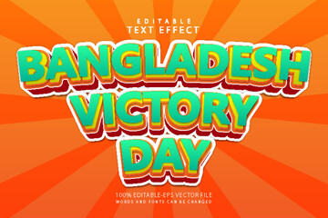 Poster - Bangladesh victory day editable text effect 3 dimension emboss cartoon style