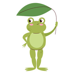 Wall Mural - frog with a leaf
