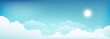blue sky and clouds background with copy space for text