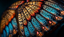 The Vibrant Peacock Ornate Tail Displays A Fractal Pattern Generated By AI