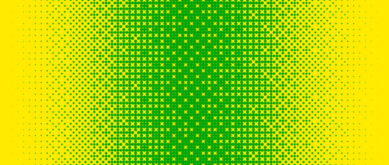 Poster - Pixelated bitmap gradient texture. Yellow and green dither pattern background. Abstract glitchy pattern. 8 bit video game screen wallpaper. Colorful pixel art retro illustration. Vector backdrop