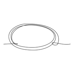 oval shape frame continuous line art, isolated on white