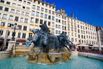 The Bartholdi Fountain at Place des Terreaux in Lyon, France