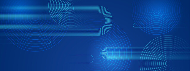 Blue vector abstract banner with shape shiny lines