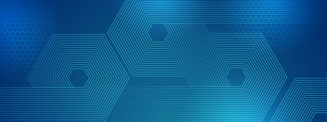 Aufkleber - Blue and green modern simple dynamic shiny lines shapes banner with futuristic technology concept