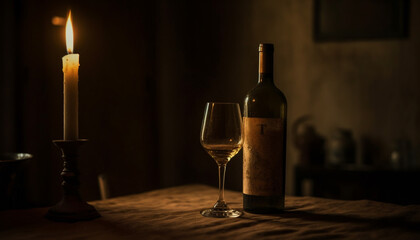 Canvas Print - A luxurious celebration with wine, whiskey, and candlelight elegance generated by AI