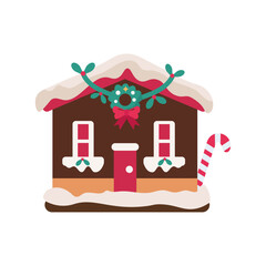 Sticker - christmas house and lights decoration