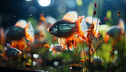 Canvas Print - Underwater beauty  vibrant fish swimming in a tropical reef generated by AI