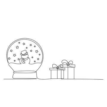 Christmas Snowman and Box Gift Christmas Celebration Vector EPS10