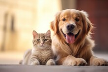 Cat And Dog Best Friends Taking Happy ,Generative AI.