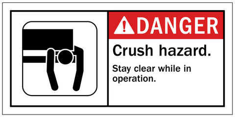 Wall Mural - Cut and crush hazard warning sign and labels