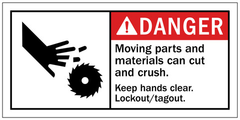 Canvas Print - Cut and crush hazard warning sign and labels