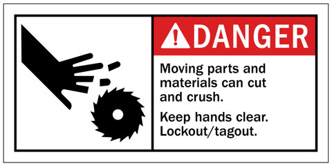 Canvas Print - Cut and crush hazard warning sign and labels