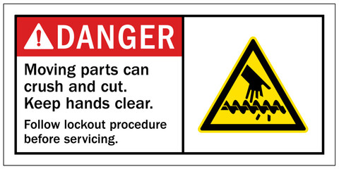 Wall Mural - Cut and crush hazard warning sign and labels