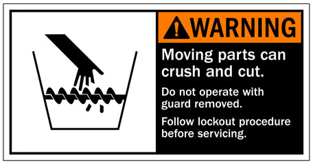 Wall Mural - Cut and crush hazard warning sign and labels