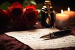 © Ева Поликарпова - A pen is placed on top of a piece of paper next to a flickering candle. This image can be used to depict creativity, writing, ideas, inspiration, or a peaceful ambiance.