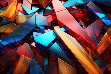 Poster - A close-up view of a bunch of colorful crystals. This image can be used for various purposes, such as science articles, jewelry advertisements, or as a background for artistic designs.