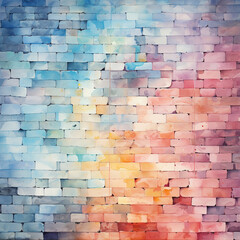 Poster - Pastel Brick Wall Digital Paper Clip Art Sublimation Background