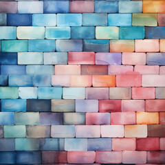 Poster - Pastel Brick Wall Digital Paper Clip Art Sublimation Background